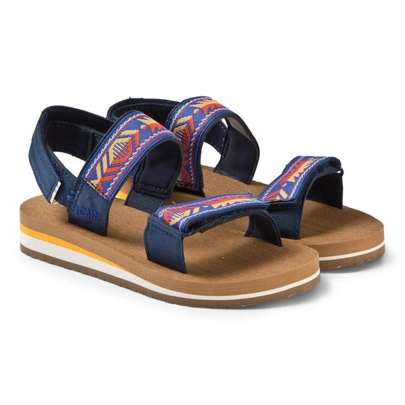 TOMS Navy Ray Patterned Velcro Sandals size US 1 - Picture 2 of 9